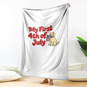My First 4th of July Cute Golden Retriever Puppy Dog Throw Blanket American Flag Independence Holiday Milestone