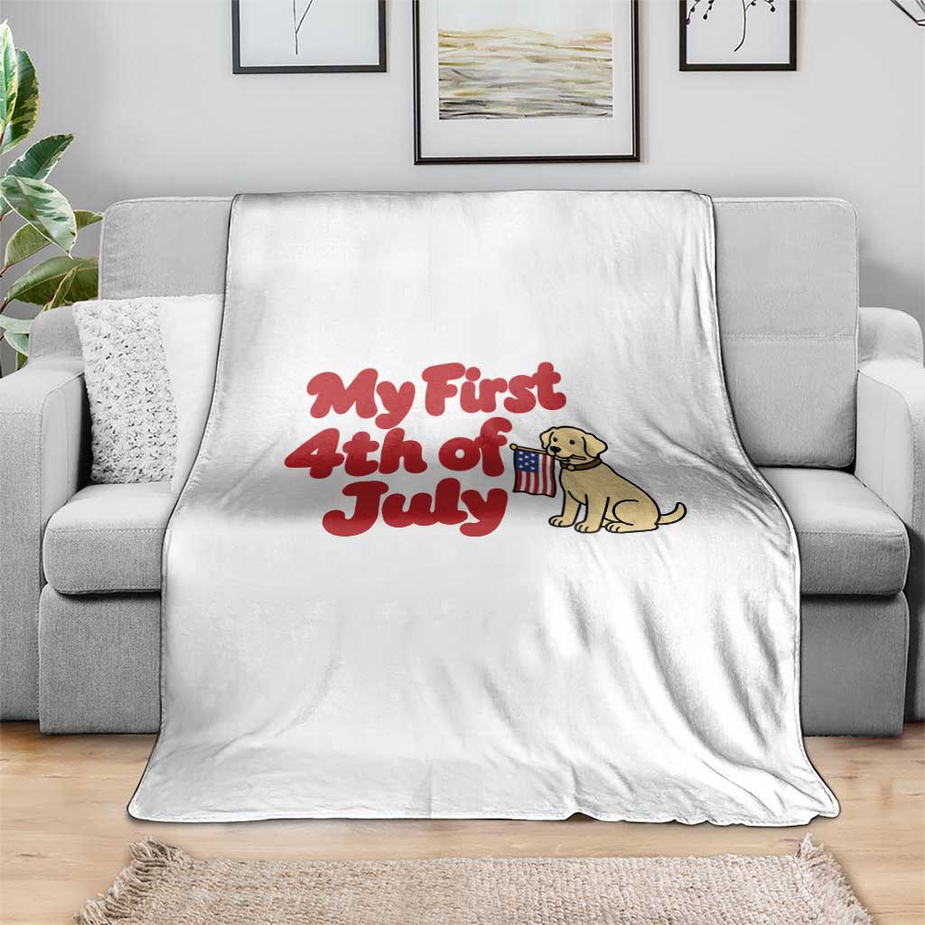 My First 4th of July Cute Golden Retriever Puppy Dog Throw Blanket American Flag Independence Holiday Milestone