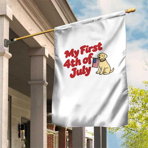 My First 4th of July Cute Golden Retriever Puppy Dog Garden Flag American Flag Independence Holiday Milestone