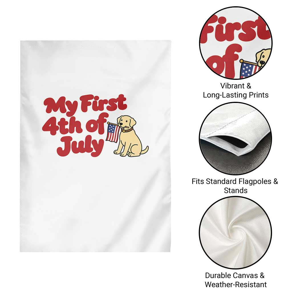My First 4th of July Cute Golden Retriever Puppy Dog Garden Flag American Flag Independence Holiday Milestone