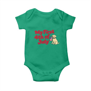 My First 4th of July Cute Golden Retriever Puppy Dog Baby Onesie American Flag Independence Holiday Milestone