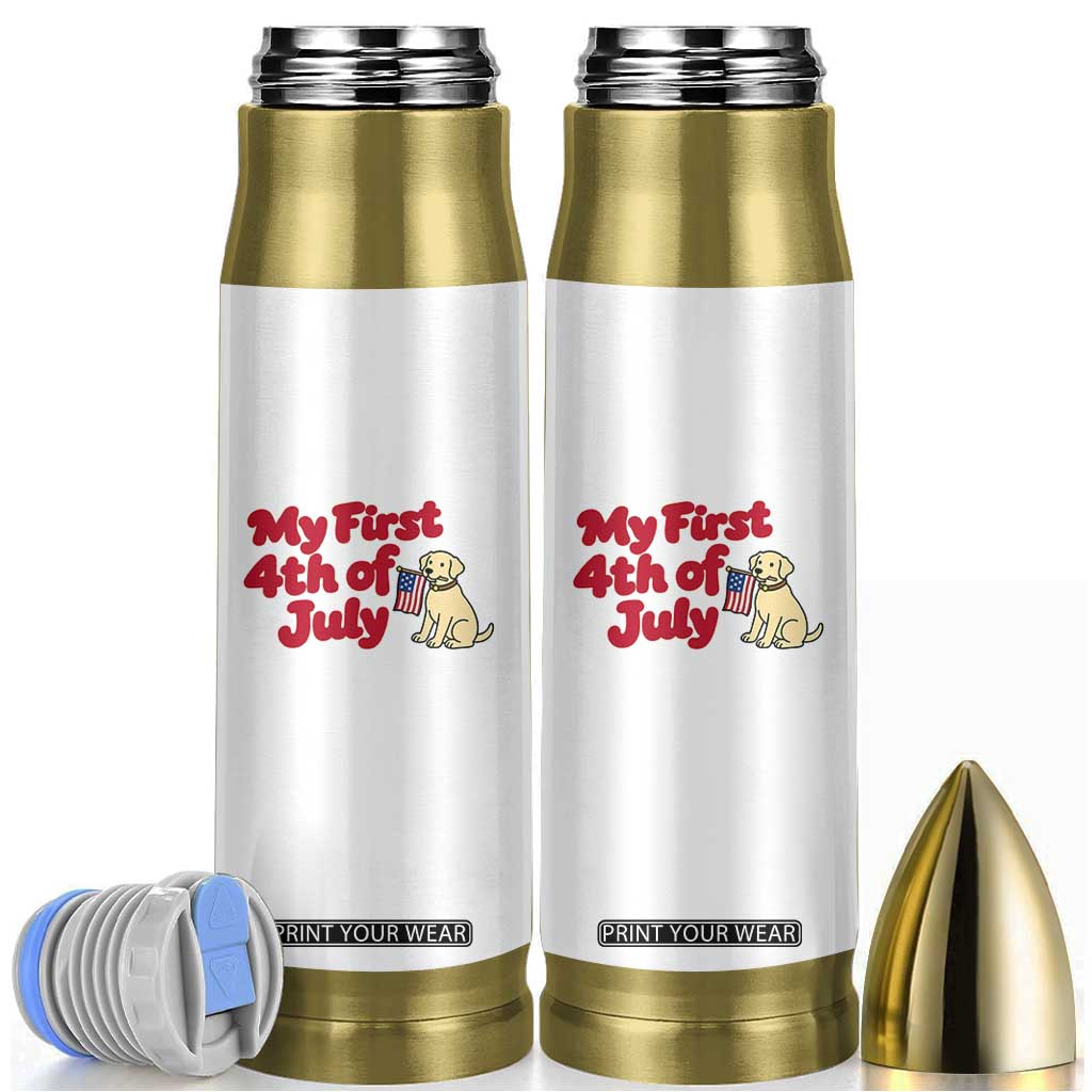 My First 4th of July Cute Golden Retriever Puppy Dog Bullet Tumbler American Flag Independence Holiday Milestone TS02 White Print Your Wear
