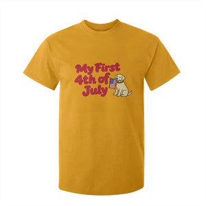 My First 4th of July Cute Golden Retriever Puppy Dog T Shirt For Kid American Flag Independence Holiday Milestone