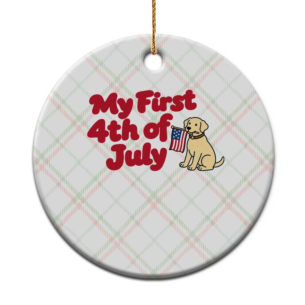 My First 4th of July Cute Golden Retriever Puppy Dog Ceramic Ornament American Flag Independence Holiday Milestone