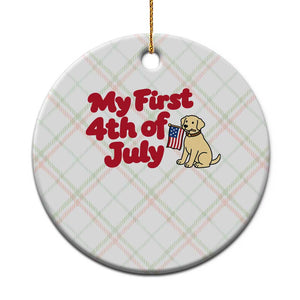 My First 4th of July Cute Golden Retriever Puppy Dog Ceramic Ornament American Flag Independence Holiday Milestone