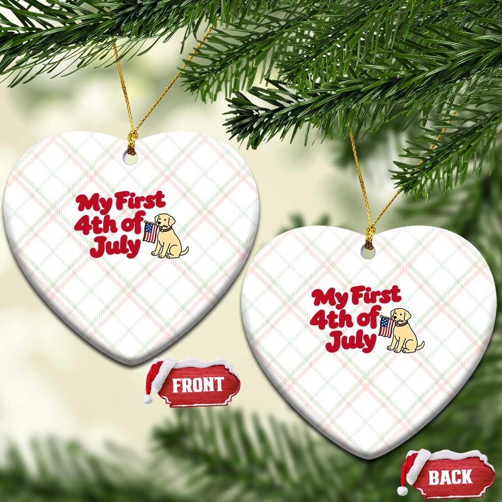 My First 4th of July Cute Golden Retriever Puppy Dog Ceramic Ornament American Flag Independence Holiday Milestone