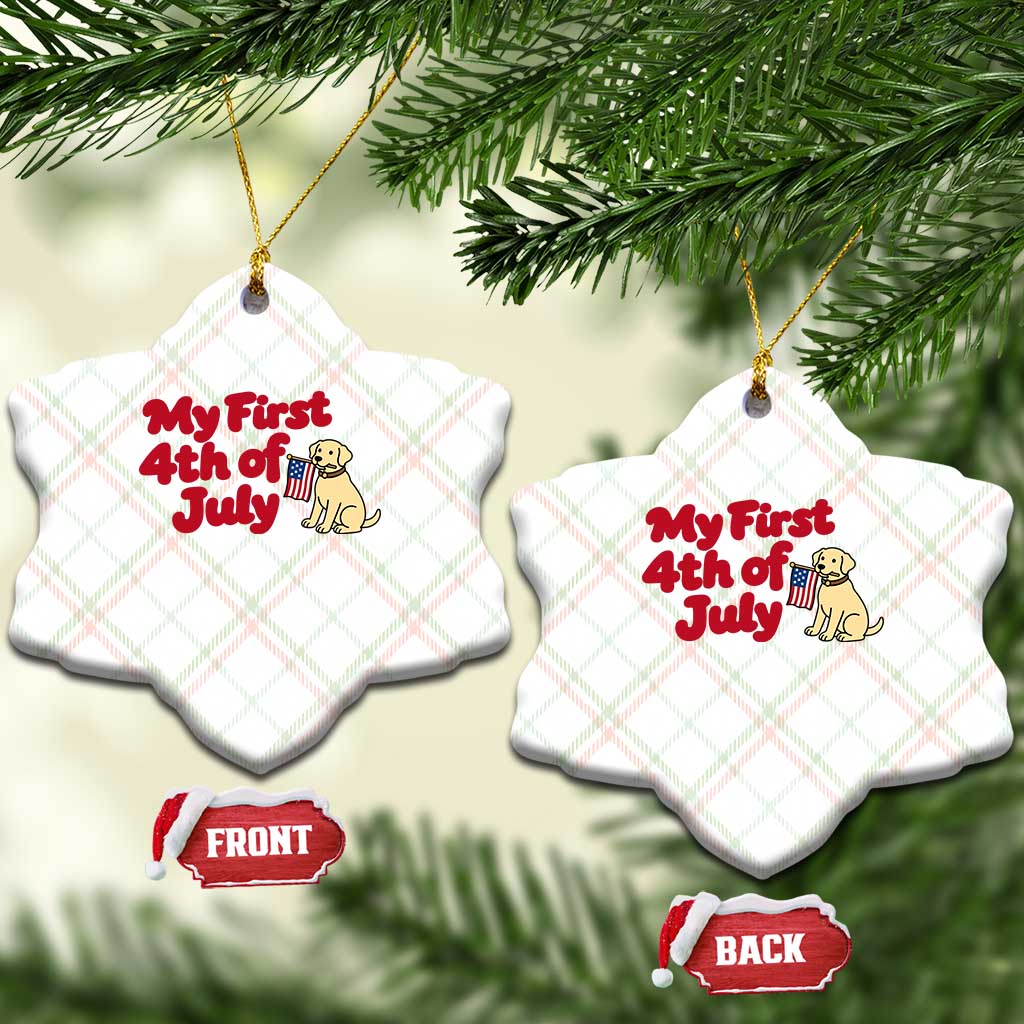 My First 4th of July Cute Golden Retriever Puppy Dog Ceramic Ornament American Flag Independence Holiday Milestone