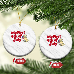 My First 4th of July Cute Golden Retriever Puppy Dog Ceramic Ornament American Flag Independence Holiday Milestone