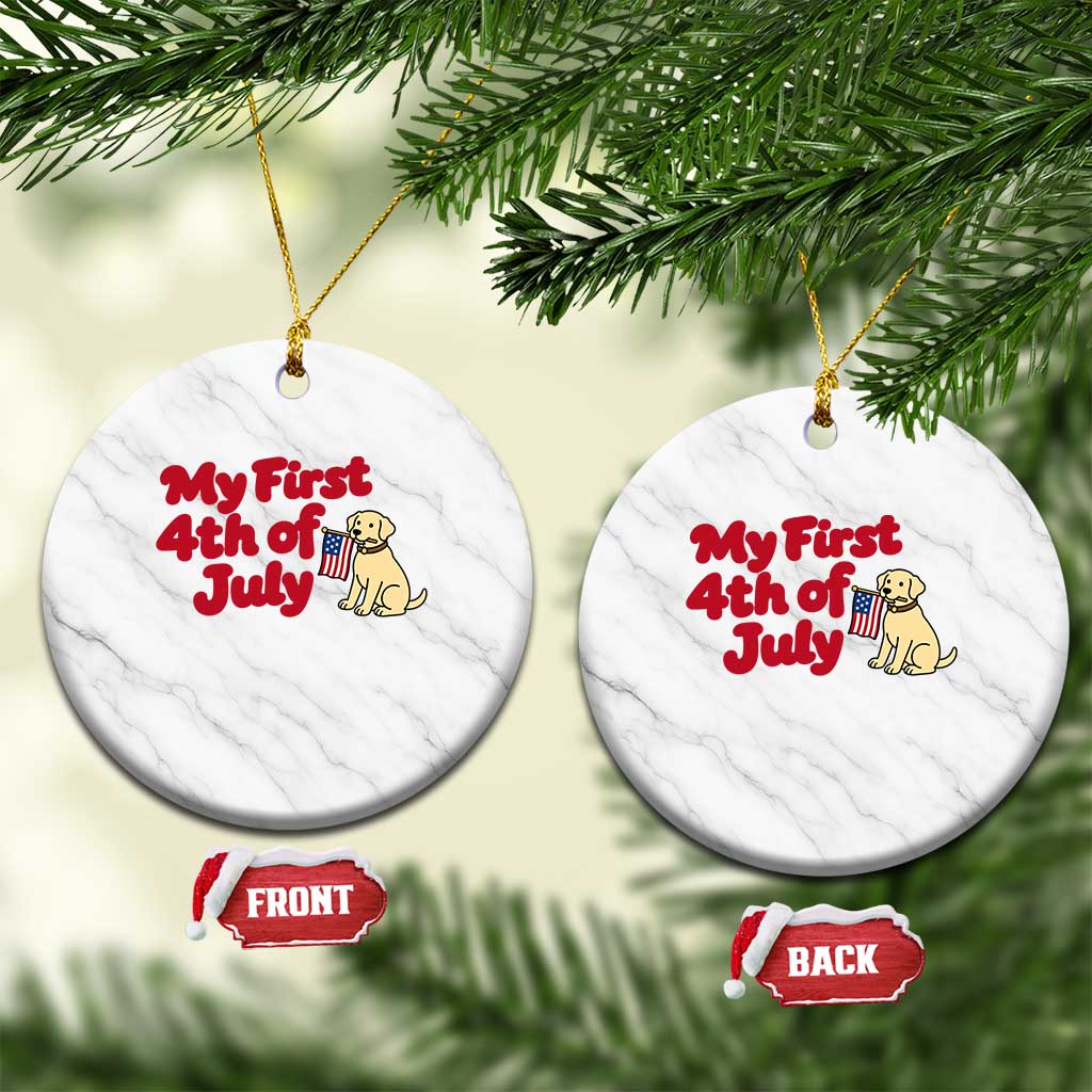 My First 4th of July Cute Golden Retriever Puppy Dog Ceramic Ornament American Flag Independence Holiday Milestone TS02 1pc White Marble Print Your Wear
