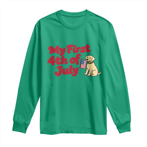 My First 4th of July Cute Golden Retriever Puppy Dog Long Sleeve Shirt American Flag Independence Holiday Milestone