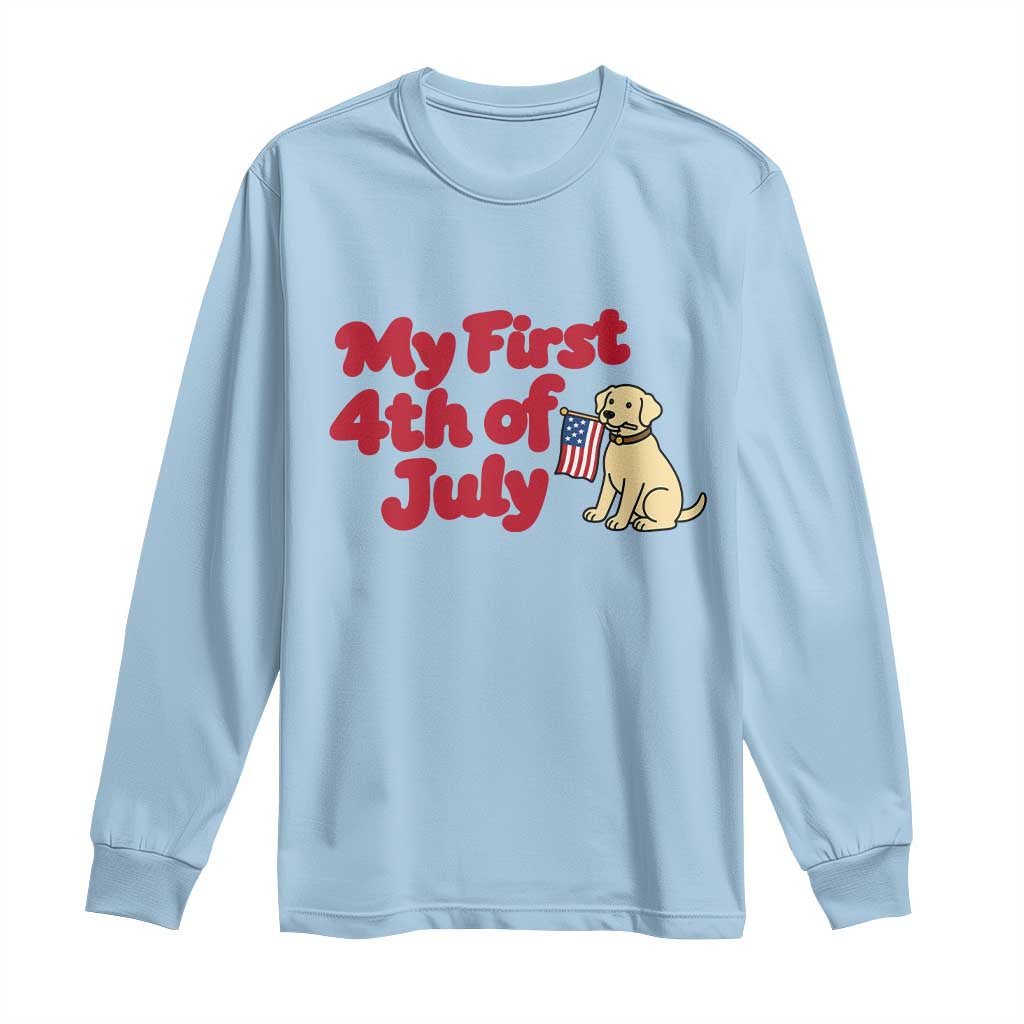 My First 4th of July Cute Golden Retriever Puppy Dog Long Sleeve Shirt American Flag Independence Holiday Milestone