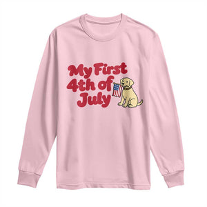 My First 4th of July Cute Golden Retriever Puppy Dog Long Sleeve Shirt American Flag Independence Holiday Milestone