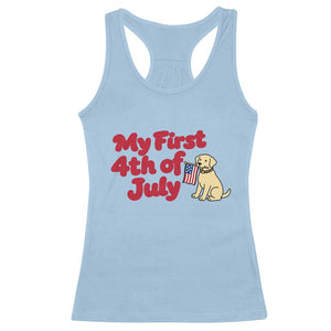 My First 4th of July Cute Golden Retriever Puppy Dog Racerback Tank Top American Flag Independence Holiday Milestone