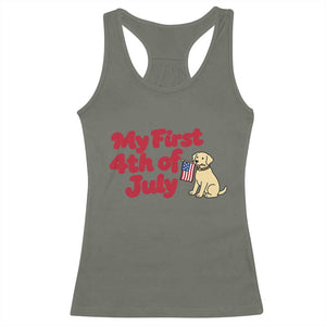My First 4th of July Cute Golden Retriever Puppy Dog Racerback Tank Top American Flag Independence Holiday Milestone