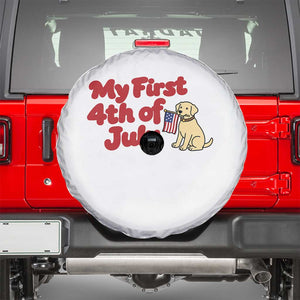 My First 4th of July Cute Golden Retriever Puppy Dog Spare Tire Cover American Flag Independence Holiday Milestone