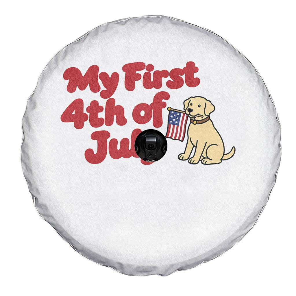 My First 4th of July Cute Golden Retriever Puppy Dog Spare Tire Cover American Flag Independence Holiday Milestone