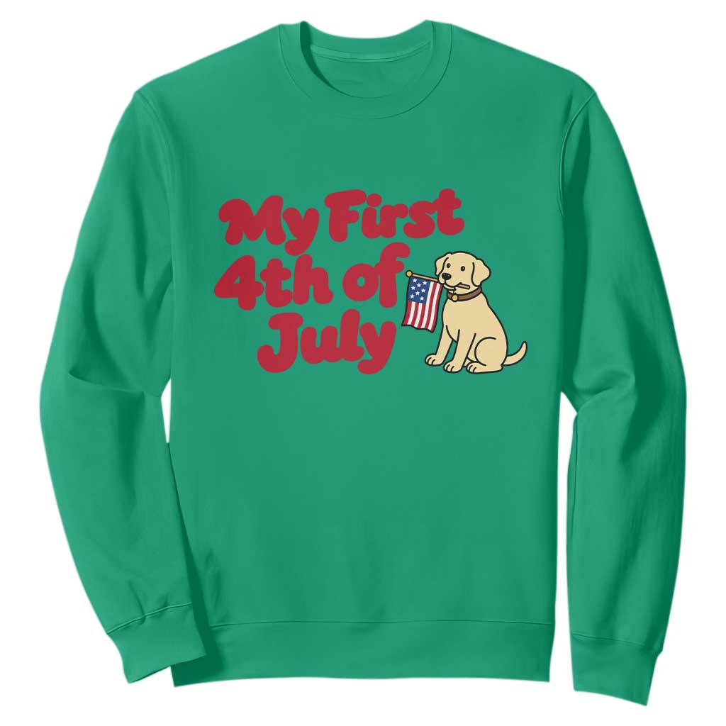 My First 4th of July Cute Golden Retriever Puppy Dog Sweatshirt American Flag Independence Holiday Milestone