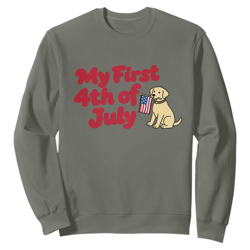 My First 4th of July Cute Golden Retriever Puppy Dog Sweatshirt American Flag Independence Holiday Milestone