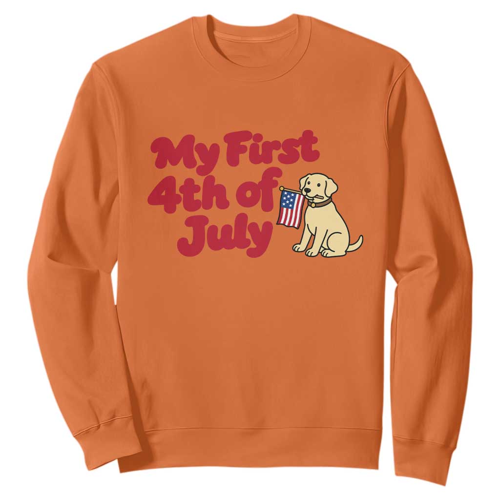 My First 4th of July Cute Golden Retriever Puppy Dog Sweatshirt American Flag Independence Holiday Milestone