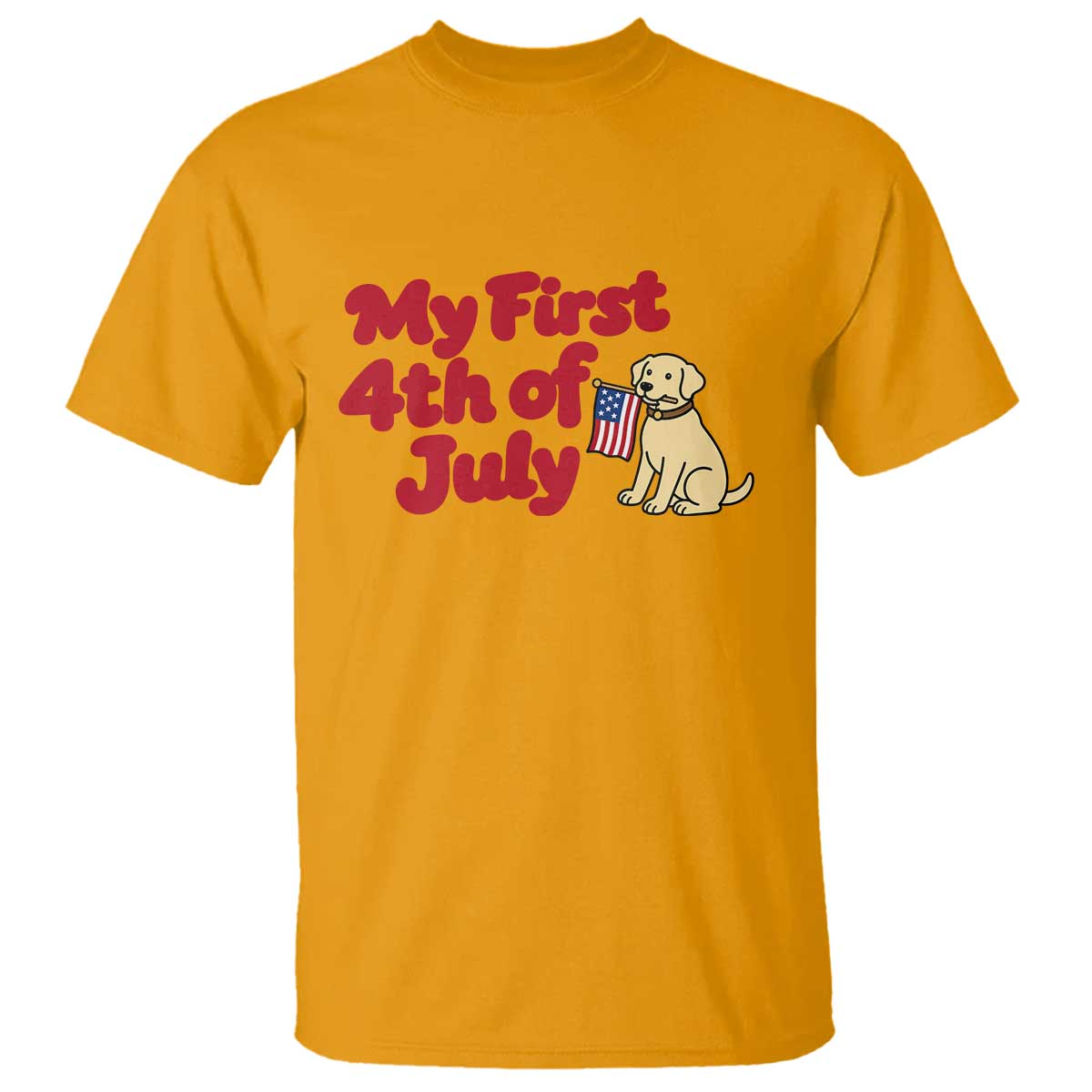 My First 4th of July Cute Golden Retriever Puppy Dog T Shirt American Flag Independence Holiday Milestone