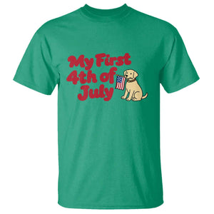 My First 4th of July Cute Golden Retriever Puppy Dog T Shirt American Flag Independence Holiday Milestone