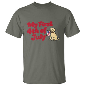My First 4th of July Cute Golden Retriever Puppy Dog T Shirt American Flag Independence Holiday Milestone