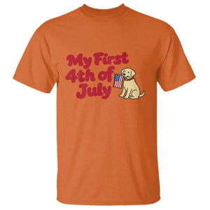 My First 4th of July Cute Golden Retriever Puppy Dog T Shirt American Flag Independence Holiday Milestone