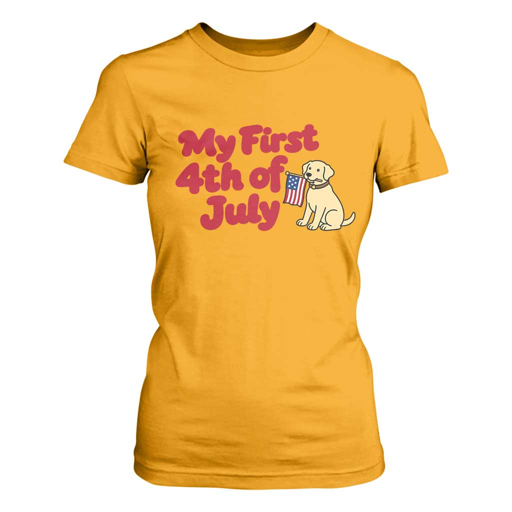 My First 4th of July Cute Golden Retriever Puppy Dog T Shirt For Women American Flag Independence Holiday Milestone