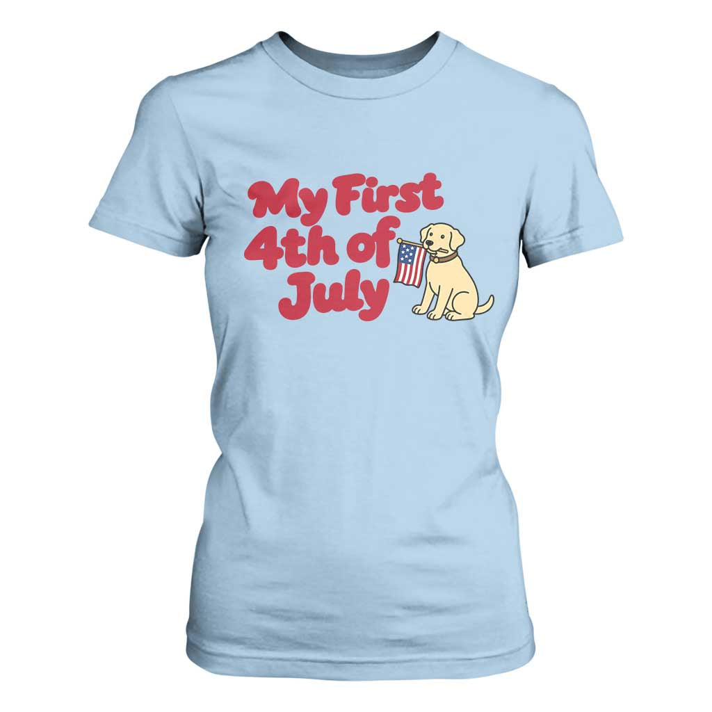 My First 4th of July Cute Golden Retriever Puppy Dog T Shirt For Women American Flag Independence Holiday Milestone