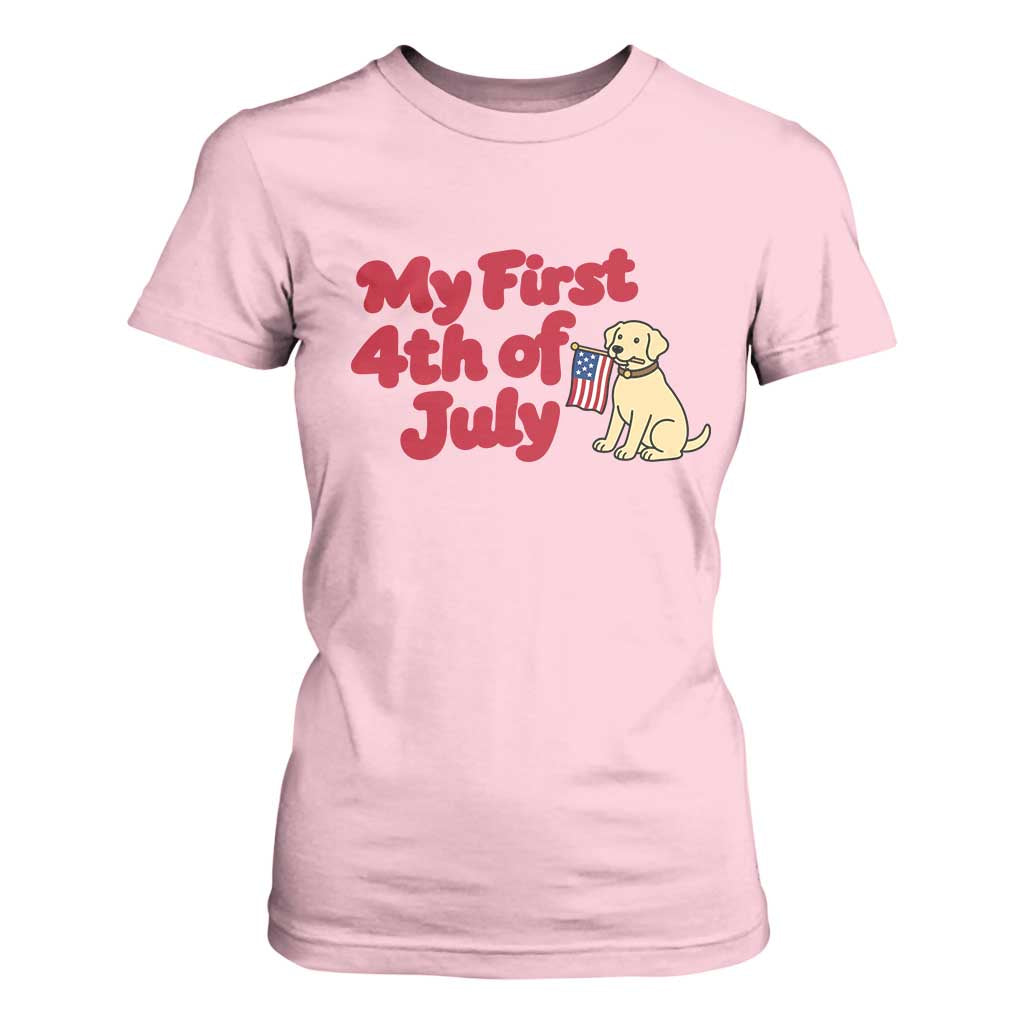 My First 4th of July Cute Golden Retriever Puppy Dog T Shirt For Women American Flag Independence Holiday Milestone