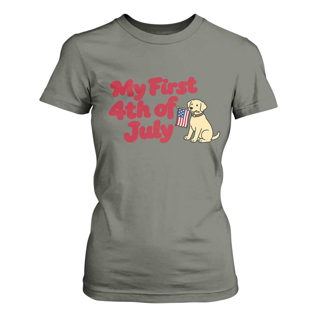 My First 4th of July Cute Golden Retriever Puppy Dog T Shirt For Women American Flag Independence Holiday Milestone