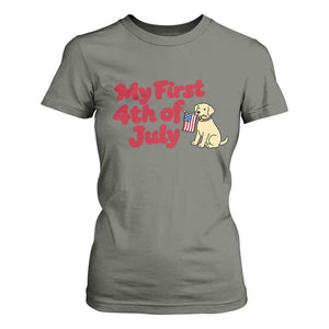 My First 4th of July Cute Golden Retriever Puppy Dog T Shirt For Women American Flag Independence Holiday Milestone