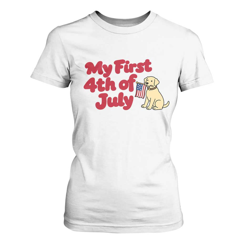 My First 4th of July Cute Golden Retriever Puppy Dog T Shirt For Women American Flag Independence Holiday Milestone