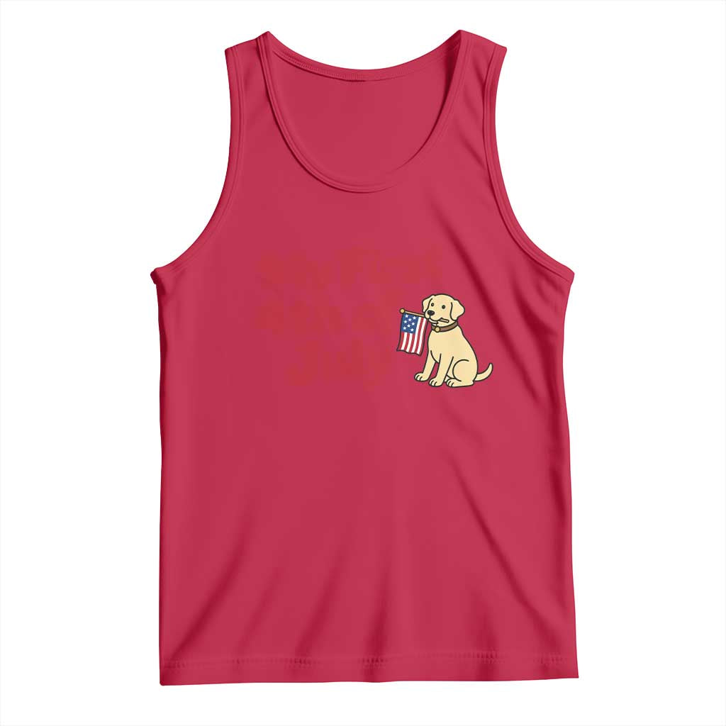My First 4th of July Cute Golden Retriever Puppy Dog Tank Top American Flag Independence Holiday Milestone