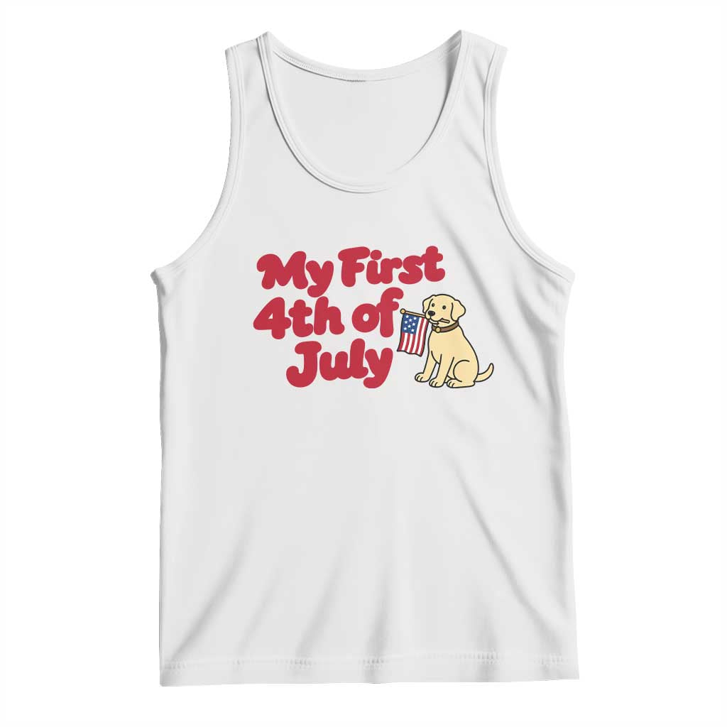My First 4th of July Cute Golden Retriever Puppy Dog Tank Top American Flag Independence Holiday Milestone