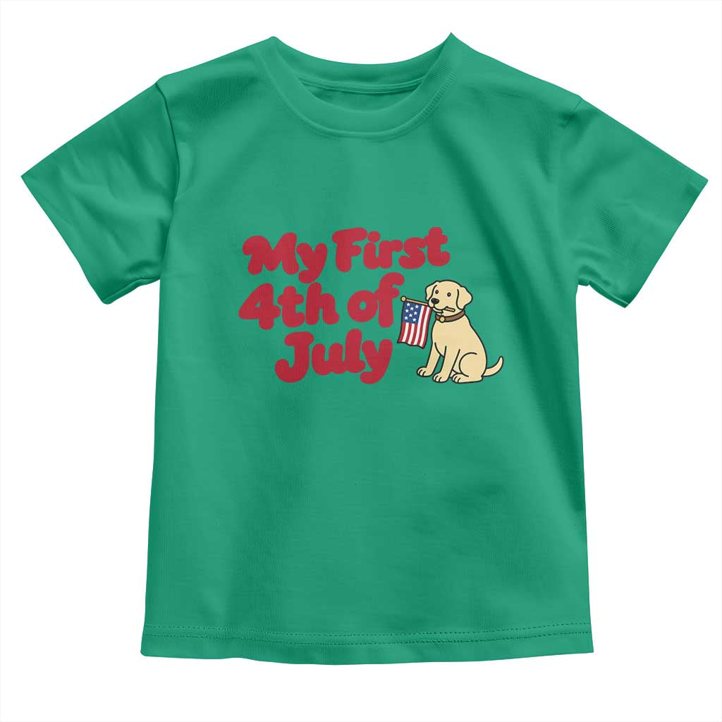 My First 4th of July Cute Golden Retriever Puppy Dog Toddler T Shirt American Flag Independence Holiday Milestone
