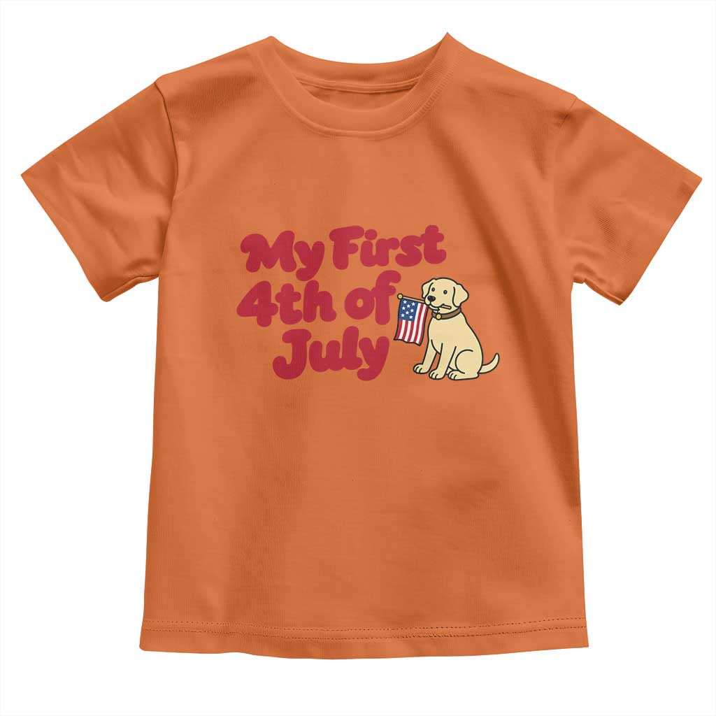 My First 4th of July Cute Golden Retriever Puppy Dog Toddler T Shirt American Flag Independence Holiday Milestone