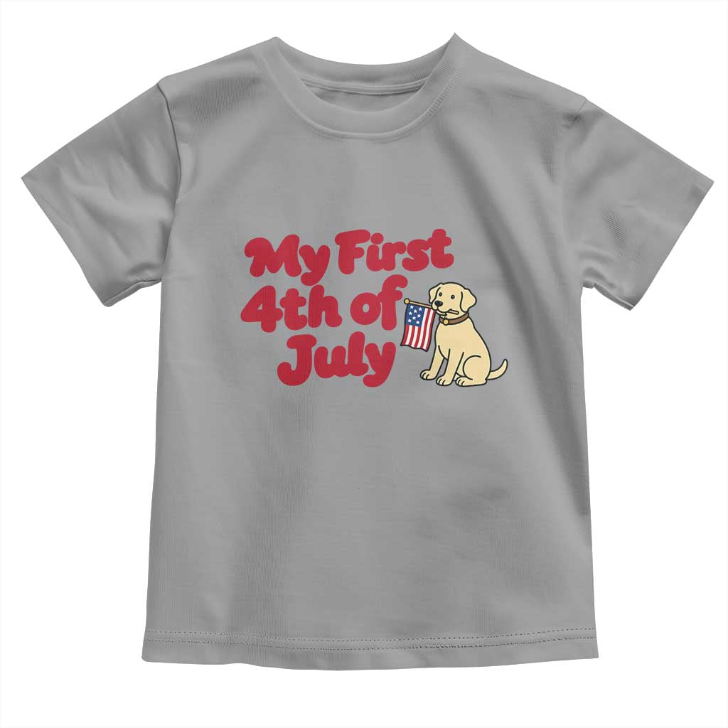 My First 4th of July Cute Golden Retriever Puppy Dog Toddler T Shirt American Flag Independence Holiday Milestone