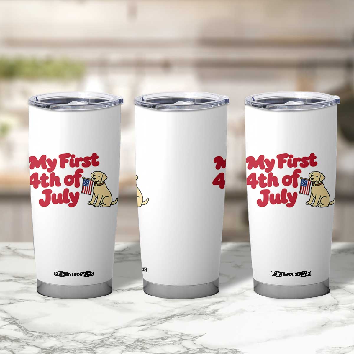 My First 4th of July Cute Golden Retriever Puppy Dog Tumbler Cup American Flag Independence Holiday Milestone