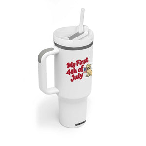 My First 4th of July Cute Golden Retriever Puppy Dog Tumbler With Handle American Flag Independence Holiday Milestone