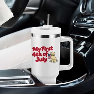 My First 4th of July Cute Golden Retriever Puppy Dog Tumbler With Handle American Flag Independence Holiday Milestone