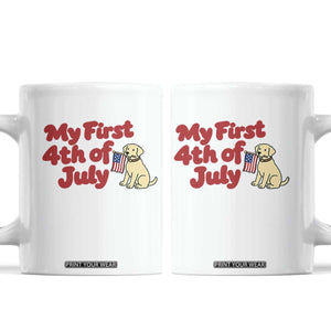 My First 4th of July Cute Golden Retriever Puppy Dog Coffee Mug American Flag Independence Holiday Milestone