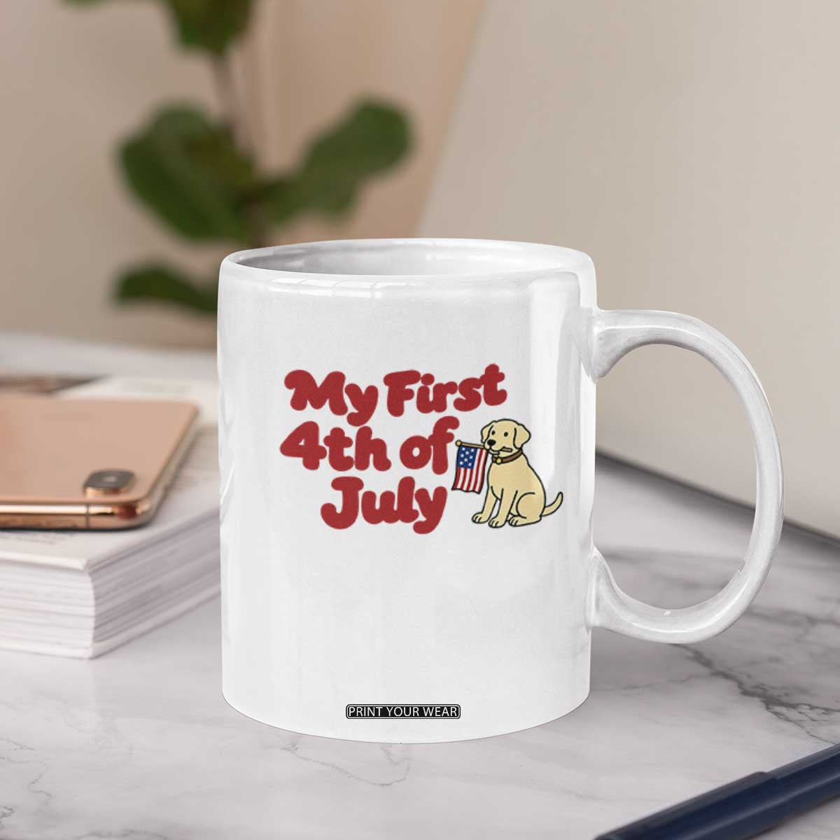 My First 4th of July Cute Golden Retriever Puppy Dog Coffee Mug American Flag Independence Holiday Milestone