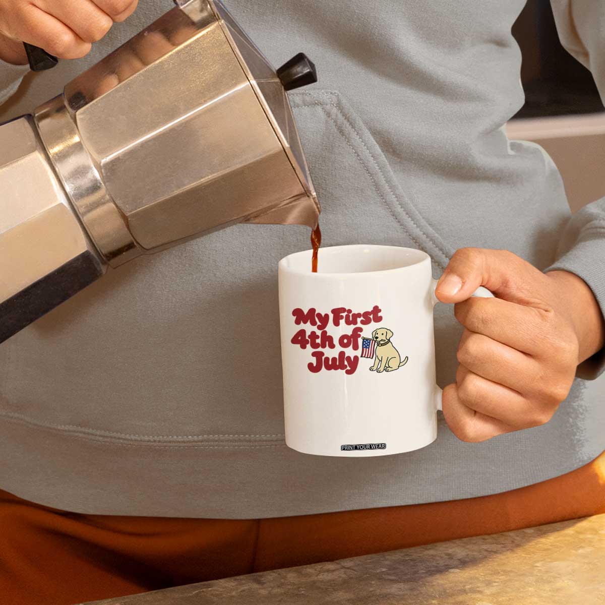 My First 4th of July Cute Golden Retriever Puppy Dog Coffee Mug American Flag Independence Holiday Milestone