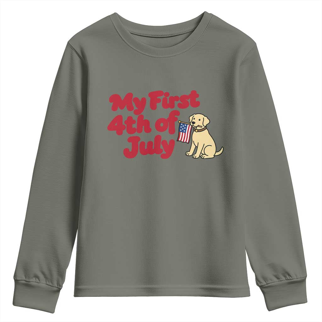 My First 4th of July Cute Golden Retriever Puppy Dog Youth Sweatshirt American Flag Independence Holiday Milestone