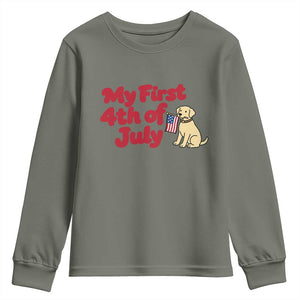My First 4th of July Cute Golden Retriever Puppy Dog Youth Sweatshirt American Flag Independence Holiday Milestone