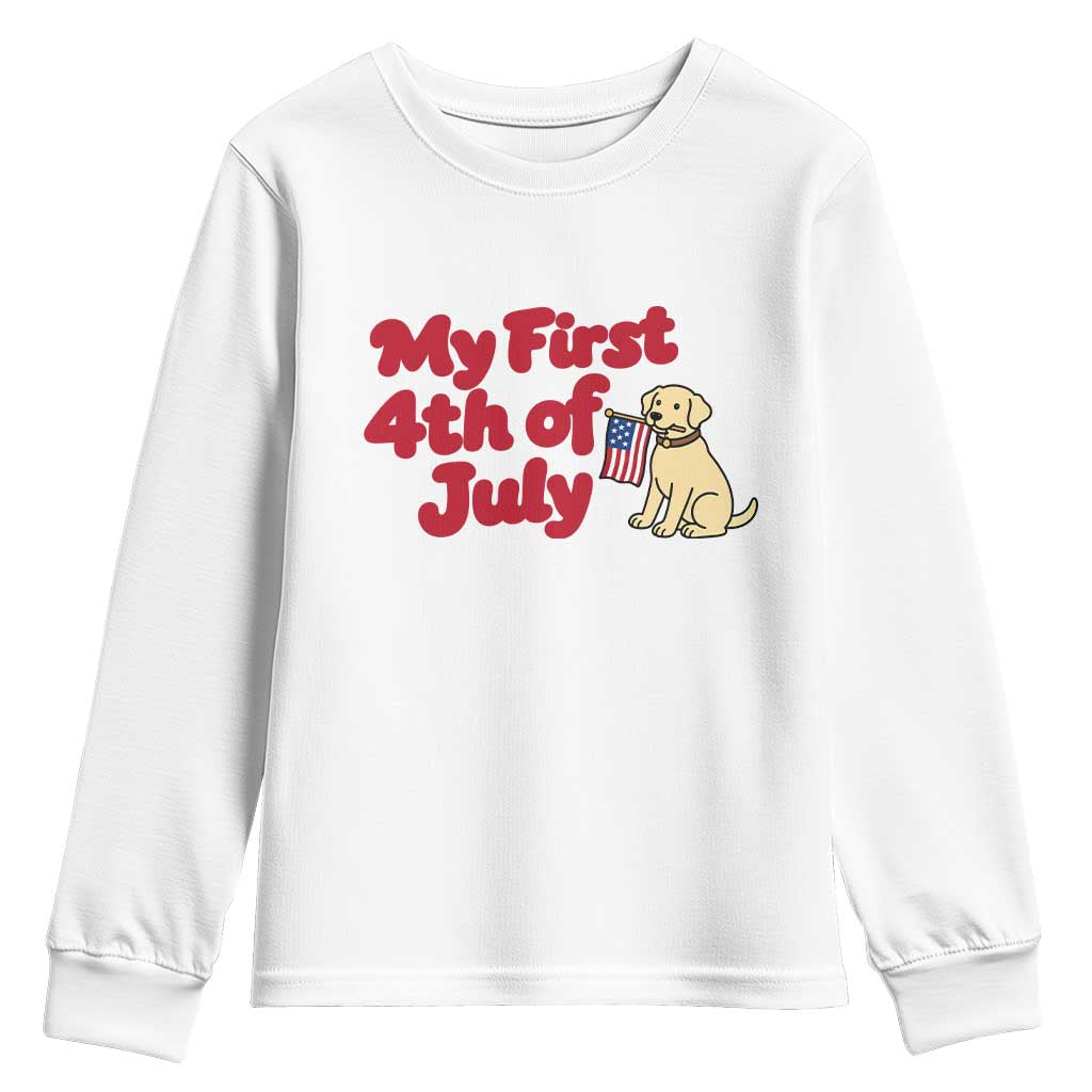 My First 4th of July Cute Golden Retriever Puppy Dog Youth Sweatshirt American Flag Independence Holiday Milestone