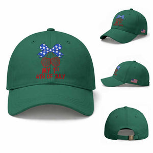 My 1st 4th of July Coquette Bow Striped Cherries Baseball Cap Preppy Patriotic Baby Girl Independence Holiday