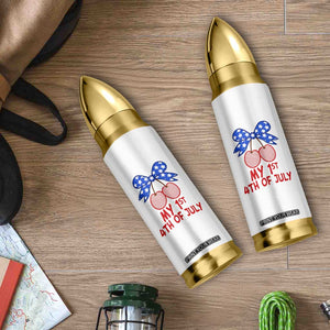 My 1st 4th of July Coquette Bow Striped Cherries Bullet Tumbler Preppy Patriotic Baby Girl Independence Holiday