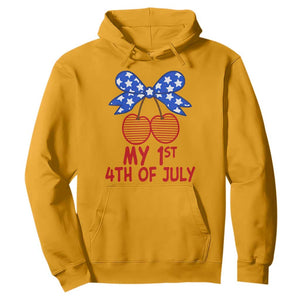 My 1st 4th of July Coquette Bow Striped Cherries Hoodie Preppy Patriotic Baby Girl Independence Holiday
